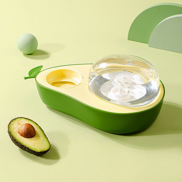 Avocado Shape Pet Automatic Water Bottle Slow Feeding Bowl