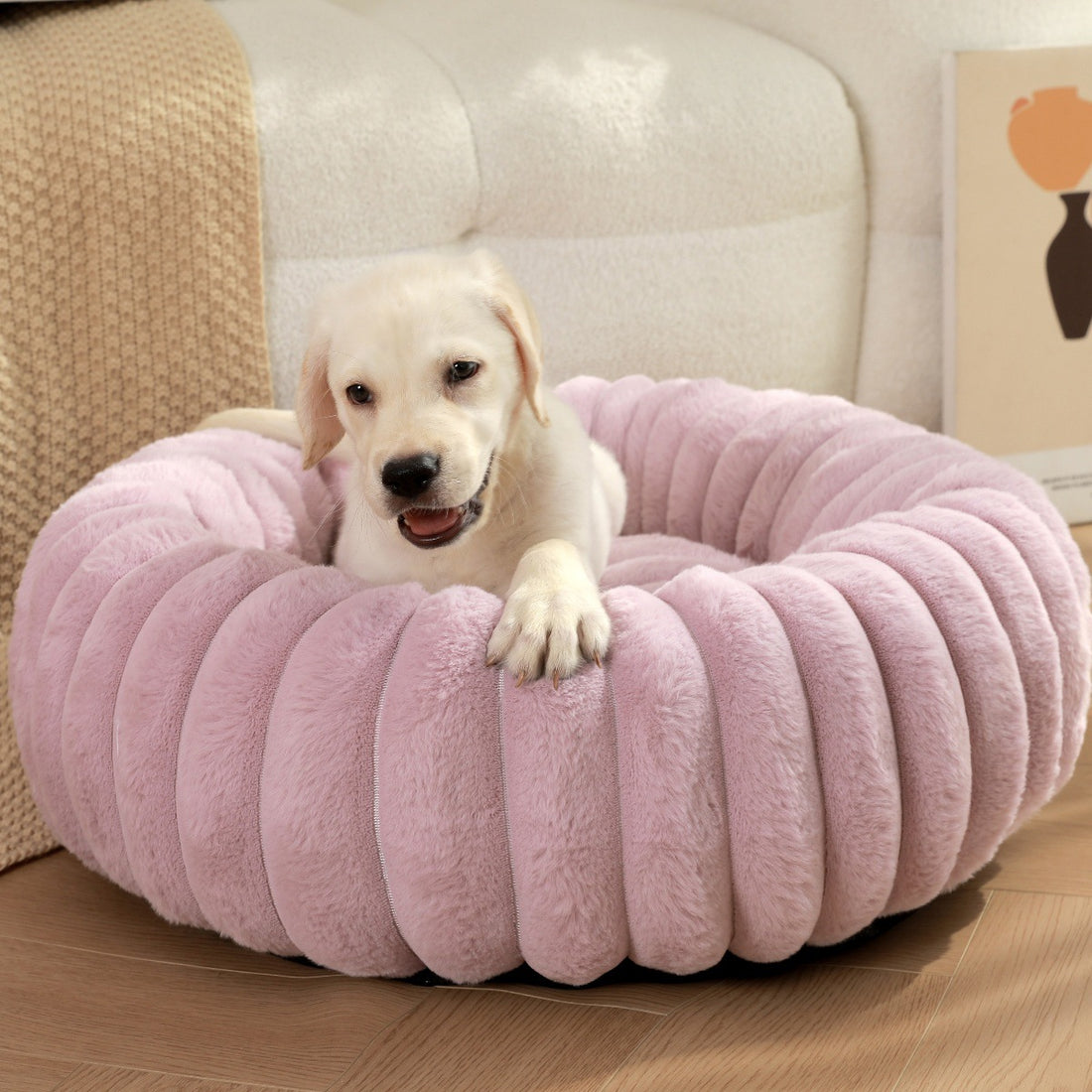 Plush Round Pet Bed Soft Warm Cushion Nest For Winter