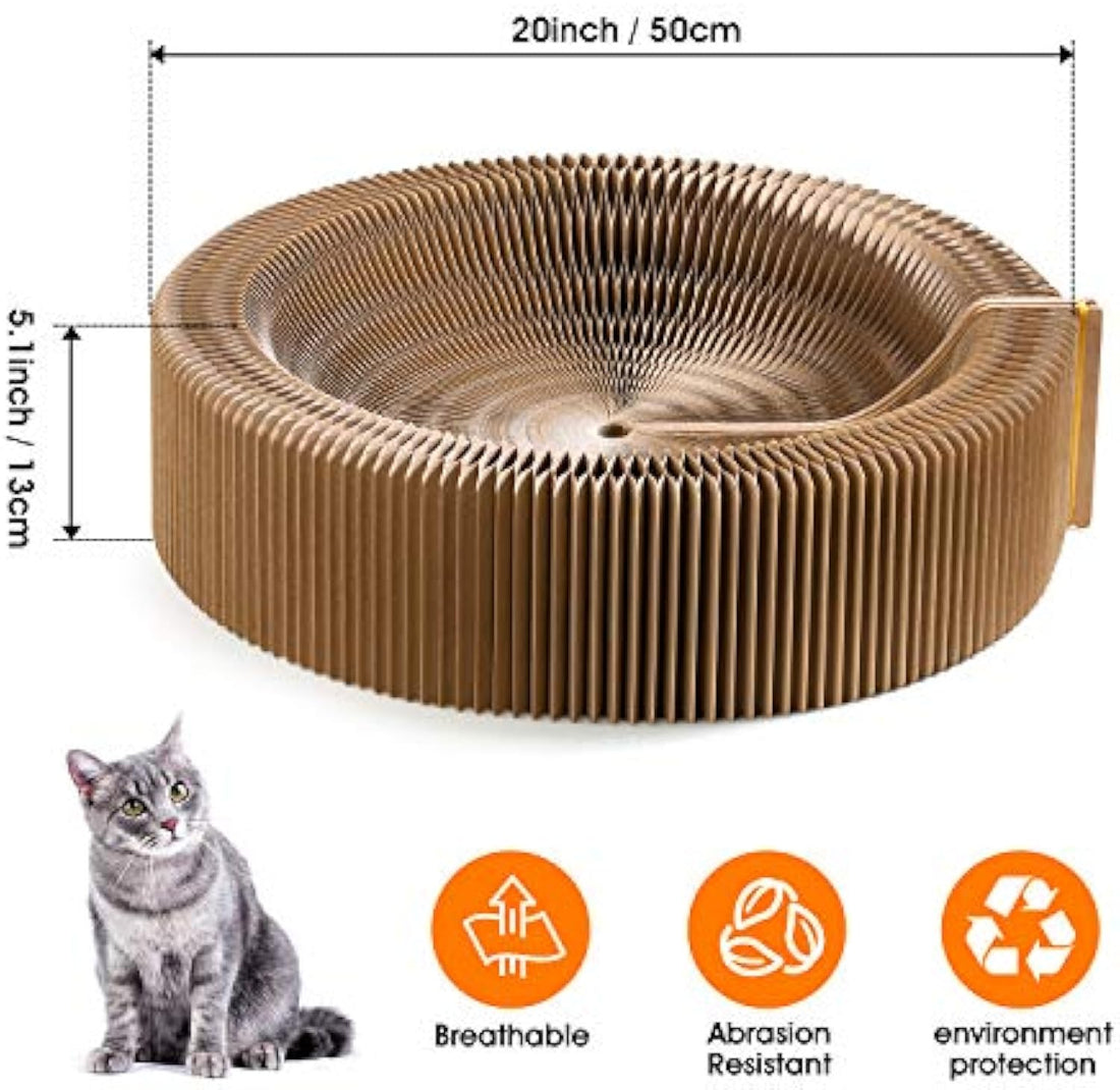 Collapsible Round Pet Scratcher Bed Cardboard Lounge Cushion Nest