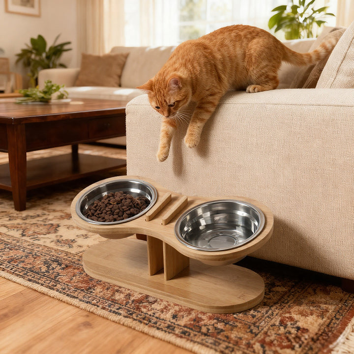 Adjustable Tilted Pet Feeding Stand With Bowl