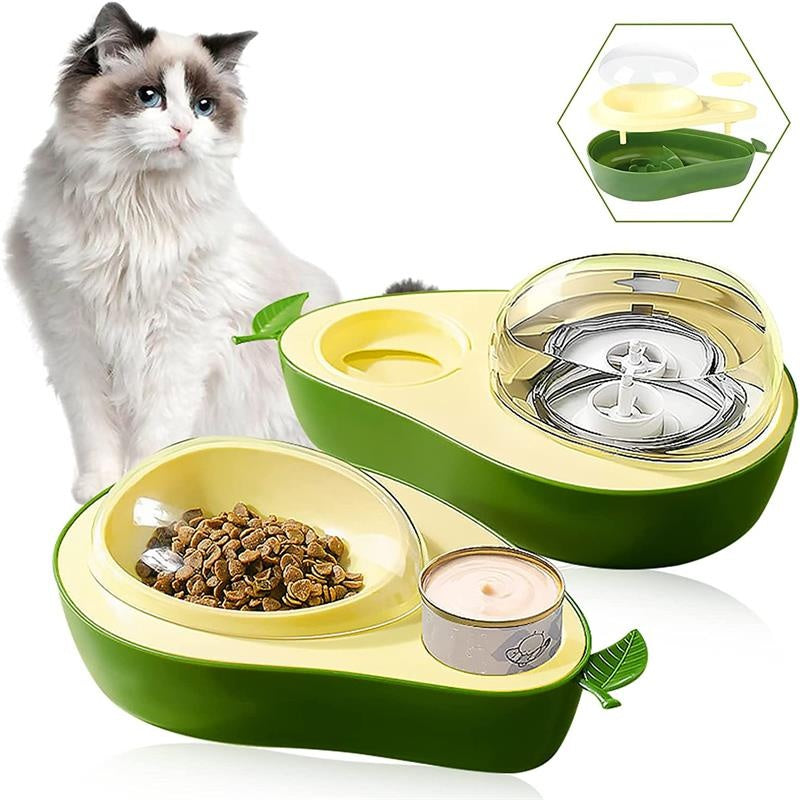 Avocado Shape Pet Automatic Water Bottle Slow Feeding Bowl