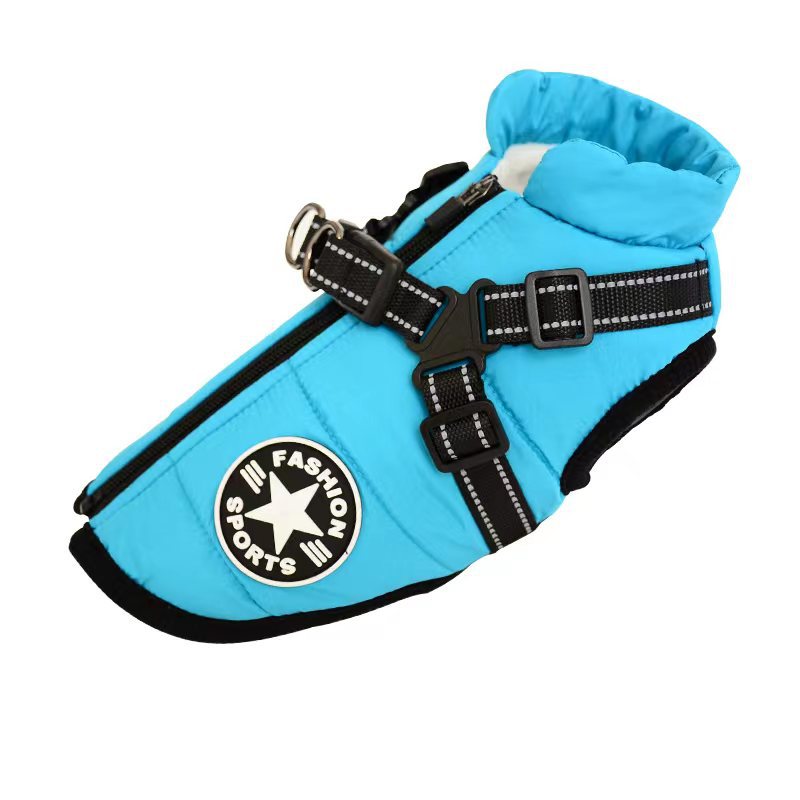 Waterproof Winter Pet Coat With Harness Warm Jacket