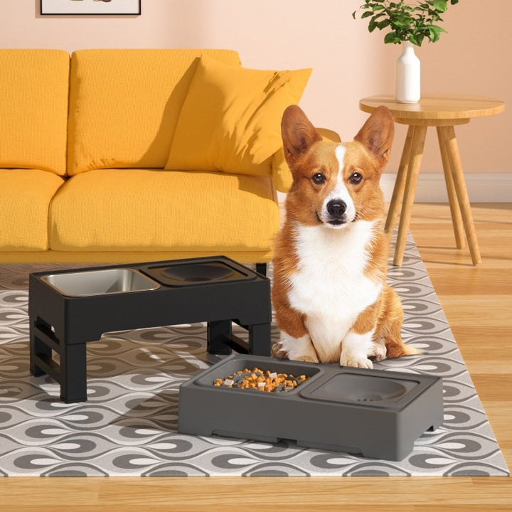 Adjustable Elevated Pet Double Bowl Stainless Steel Feeding Stand