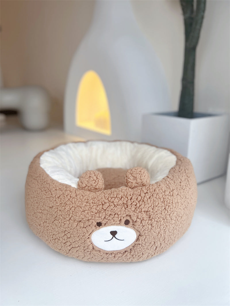 Plush Round Pet Bed Soft Cushion Four Seasons Universal Nest
